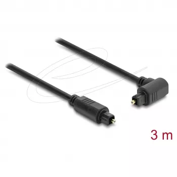 Delock TOSLINK optinis garso kabelis, 90° kampu lenktas į tiesų, 3 m, juodas