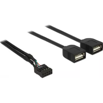 Delock USB 2.0 pinų antgalio į 2 x Type-A lizdų adapterio kabelis 40 cm 83823