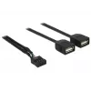 Delock USB 2.0 pinų antgalio į 2 x Type-A lizdų adapterio kabelis 40 cm 83823