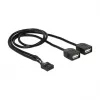 Delock USB 2.0 pinų antgalio į 2 x Type-A lizdų adapterio kabelis 40 cm 83823