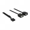 Delock USB 2.0 pinų antgalio į 2 x Type-A lizdų adapterio kabelis 40 cm 83823
