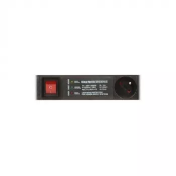 DELTA PD-6/R-SPD-3L 6 lizdų apsauginis ilgintuvas su įtampos šuolių apsauga, 1,5 m laidas, 2300 W, juodas