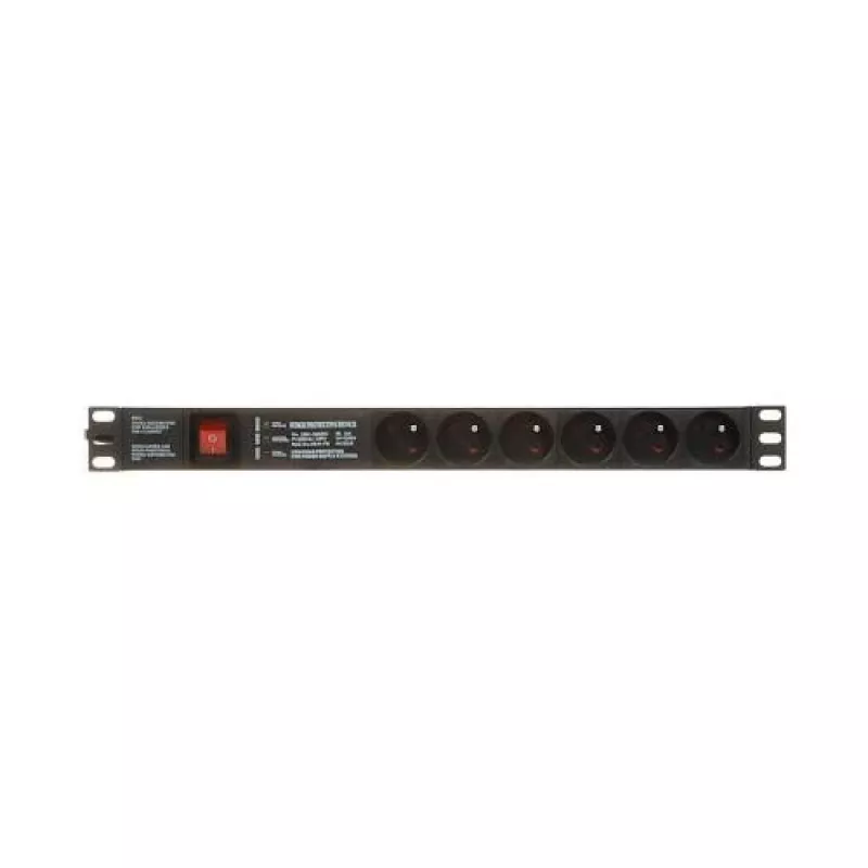 DELTA PD-6/R-SPD-3L 6 lizdų apsauginis ilgintuvas su įtampos šuolių apsauga, 1,5 m laidas, 2300 W, juodas