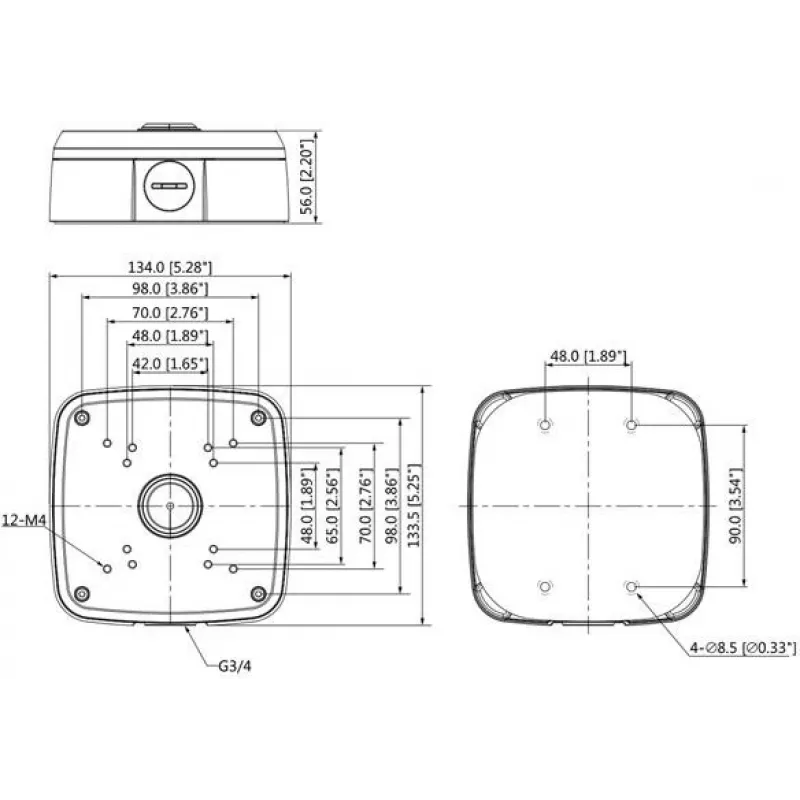 DELTA STG-PFA121 Jungiamoji dėžutė sieniniam tvirtinimui, skirta Dahua kupolinėms kameroms, balta, IP66, aliuminis