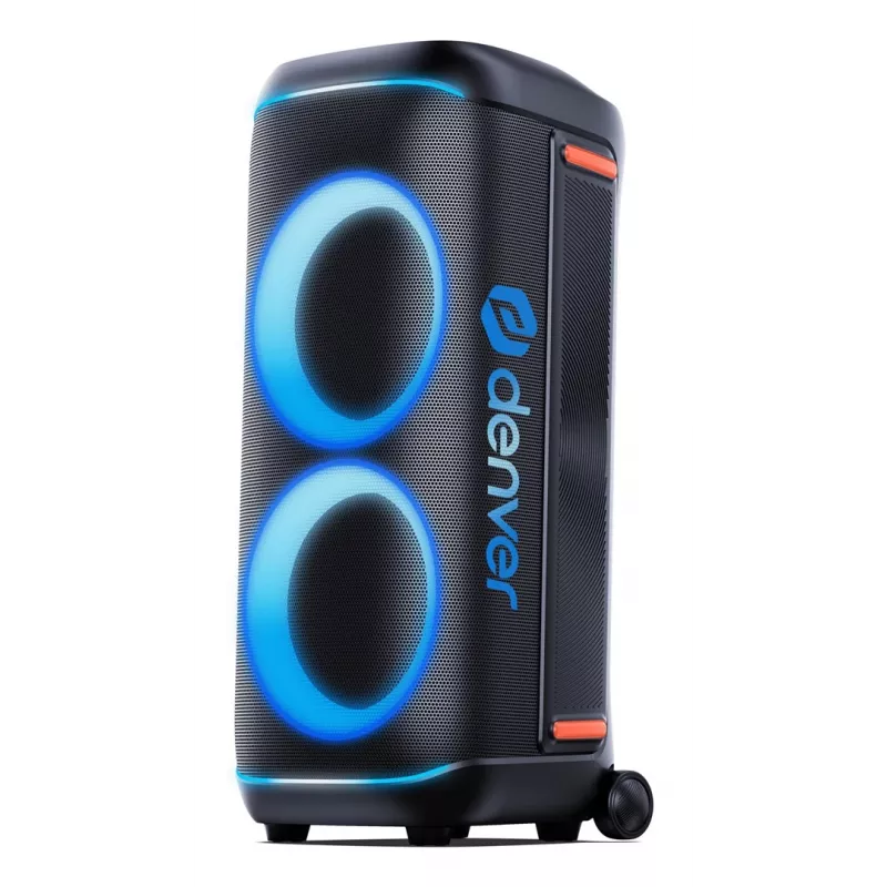 Denver BPS-470 Bluetooth Party Speaker su Karaoke, 2000W PMPO, 20W RMS, LED šviesos, FM radijas, TWS, Mikrofonas įtrauktas, Juoda
