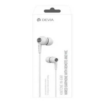 Devia Kintone Wired Earphones su 3,5mm lizdu, Balti