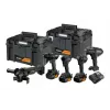 DEWALT 18V XR belaidžių įrankių rinkinys: plaktinis gręžtuvas, atsuktuvas, kampinis šlifuoklis, diskinis pjūklas, darbinė lempa, 3x5.0Ah baterijos