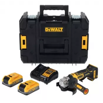 DEWALT DCG404S2T-QW 18V belaidis kampinis šlifuoklis 125mm bešepetinis 2x4.0Ah XR Li-Ion akumuliatoriai ir įkroviklis TSTAK dėklas