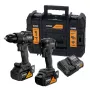 DEWALT DCK2222MM2T-QW 18V XR Brushless Twin Pack gręžtuvas-suktuvas ir smūginis suktuvas su 2x4.0Ah baterijomis, įkrovikliu ir TSTAK II dėžute