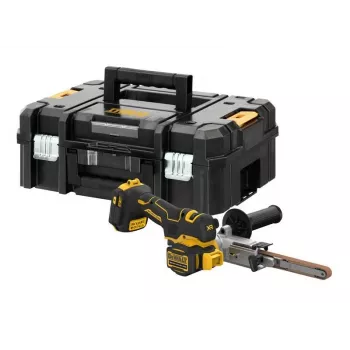 DEWALT DCM200NT-XJ 18V XR beltinis šlifuoklis, 75x457 mm, bešepetėlis variklis, kintamas greitis, juoda/geltona