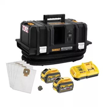 DEWALT DCV586MT2-QW belaidis M klasės dulkių siurblys su 2x 9.0 Ah baterijomis ir įkrovikliu