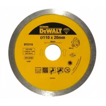 DEWALT DT3715-QZ 115 mm pjovimo diskas metalui ir nerūdijančiam plienui, 1,0 mm plonas, 22,23 mm anga, 80 m/s, 13300 aps./min., 41 tipo plokščias, aliuminio oksidas, stiklo pluoštu armuotas, EN 12413, 1 vnt.