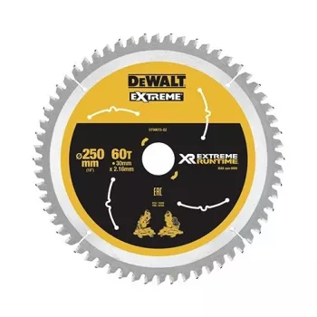 DEWALT DT99573 Diskinis pjūklo diskas 250 mm 60 dantys TCT Smulkus pjovimas medienai, fanerai, MDF, medžio drožlių plokštėms