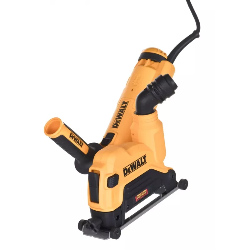 DEWALT DWE46107 125 mm kampinis šlifuoklis su dulkių gaubtu 1400 W