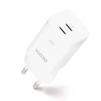 Dicota 2-Port GaN sieninis įkroviklis 65W UK baltas