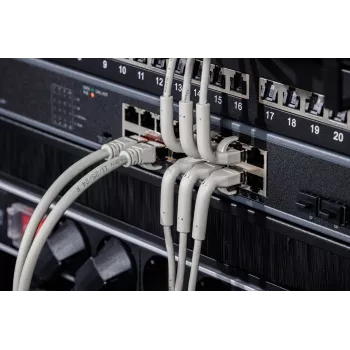 DIGITUS CAT 6A F/FTP Kampinis RJ-45 Laidas, Varis, 0,3 m, Pilkas, 10 vnt.
