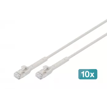 DIGITUS CAT 6A F/FTP Kampinis RJ-45 Laidas, Varis, 0,3 m, Pilkas, 10 vnt.