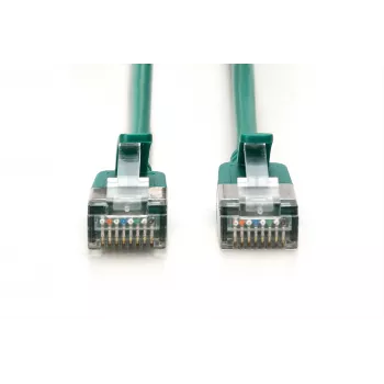 DIGITUS CAT 6A F-FTP plonas pataisos kabelis, 2 m, žalias, 10 vnt. pakuotė, 10GBase-T, LSZH, paauksuoti RJ45