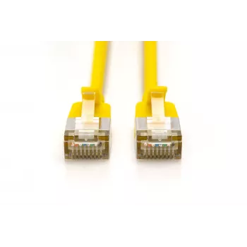DIGITUS CAT 6A F/FTP plonas pataisos kabelis, 2 m, geltonas, 10 vnt. pakuotė, LSZH, 10 Gbps, PoE++