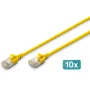 DIGITUS CAT 6A F/FTP plonas pataisos kabelis, 2 m, geltonas, 10 vnt. pakuotė, LSZH, 10 Gbps, PoE++