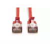 DIGITUS CAT 6A F-FTP Slim Patch Laidas, 3 m, Raudonas, 10 vnt. pakuotė, LSZH, 10 Gbps, 500 MHz