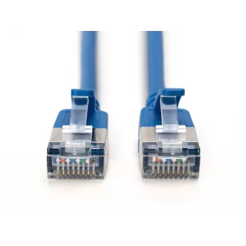 DIGITUS CAT 6A F/FTP Plonas Pataisos kabelis, 5 m, Mėlynas, 10-Pack, 10 Gbps, LSZH, Auksuoti RJ45
