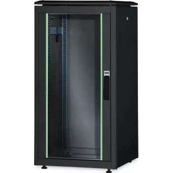 DIGITUS Unique 26U tinklo spinta 1342x600x1000mm juoda (laisvai pastatoma, stiklo durys)