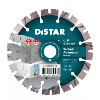 DISTAR TECHNIC ADVANCED deimantinis diskas 150 mm x 22,23 mm segmentuotas, lazeriu suvirintas betonui ir akmeniui