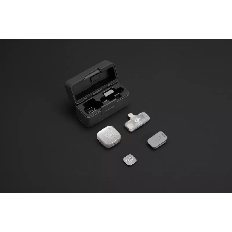 DJI Mic Mini 2S belaidė mikrofonų sistema (1 siųstuvas + 1 mobilus imtuvas + įkrovimo dėklas)