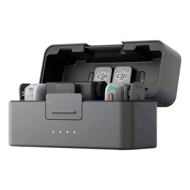 DJI Mic Mini 2S belaidė mikrofonų sistema (2 siųstuvai + 1 imtuvas + įkrovimo dėklas)