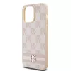DKNY Leather Checkered Mono Pattern & Printed Stripes dėklas, skirtas iPhone 14 Pro Max - rožinis