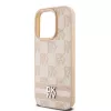 DKNY Leather Checkered Mono Pattern & Printed Stripes dėklas, skirtas iPhone 15 Pro Max - rožinis