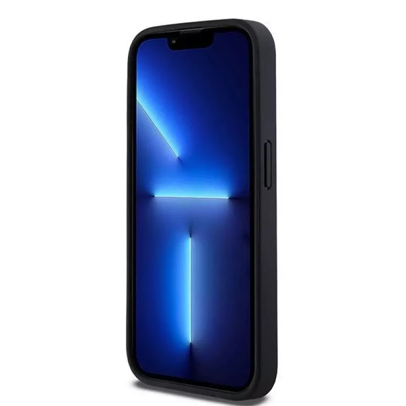 DKNY Leather Mono Stripe & Metal Logo dėklas, skirtas iPhone 15 Pro - juodas