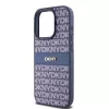DKNY Leather Mono Stripe ir metalinis logotipas dėklas, skirtas iPhone 15 Pro - mėlynas