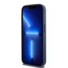 DKNY Leather Mono Stripe ir metalinis logotipas dėklas, skirtas iPhone 15 Pro - mėlynas