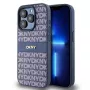 DKNY Leather Mono Stripe ir metalinis logotipas dėklas, skirtas iPhone 15 Pro - mėlynas