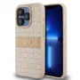 DKNY odinis Mono Stripe dėklas su metaliniu logotipu, skirtas iPhone 15 Pro - rožinis
