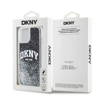 DKNY Liquid Glitter Big Logo iPhone 14/15/13 dėklas - juodas