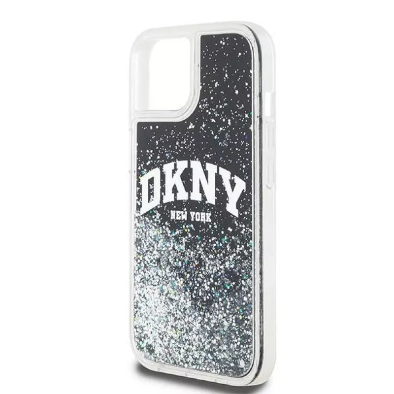 DKNY Liquid Glitter Big Logo iPhone 14/15/13 dėklas - juodas