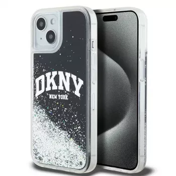 DKNY Liquid Glitter Big Logo iPhone 14/15/13 dėklas - juodas