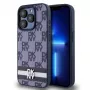DKNY PU odos languotas raštas ir juostelė dėklas, skirtas iPhone 15 Pro Max, mėlynas