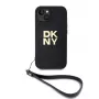 DKNY PU odos Stack Logo dėklas su dirželiu, skirtas iPhone 13 - juodas