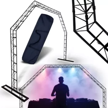 DNA PROFESSIONAL DNA DJ GATE nešiojama apšvietimo stelažų sistema, plieninė, juoda, 60 kg apkrova, 1500-3000 mm aukštis
