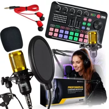 DNA Studio Set išorinė Bluetooth garso plokštė su DSP efektais, fantominiu maitinimu, USB-C ir baterija