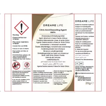 Dreame HNFA kalkių šalinimo tirpalas N20 garų valytuvui – 12 x 20 g paketėlių (citrinos rūgštis)