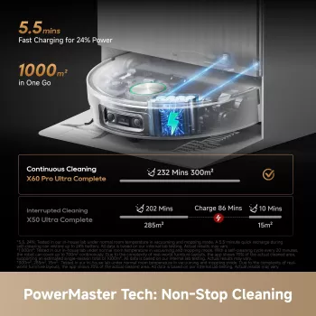 Dreame X60 Pro Ultra Complete robotinis siurblys su stotele, 12000 Pa siurbimo galia, 6400 mAh baterija, juodas