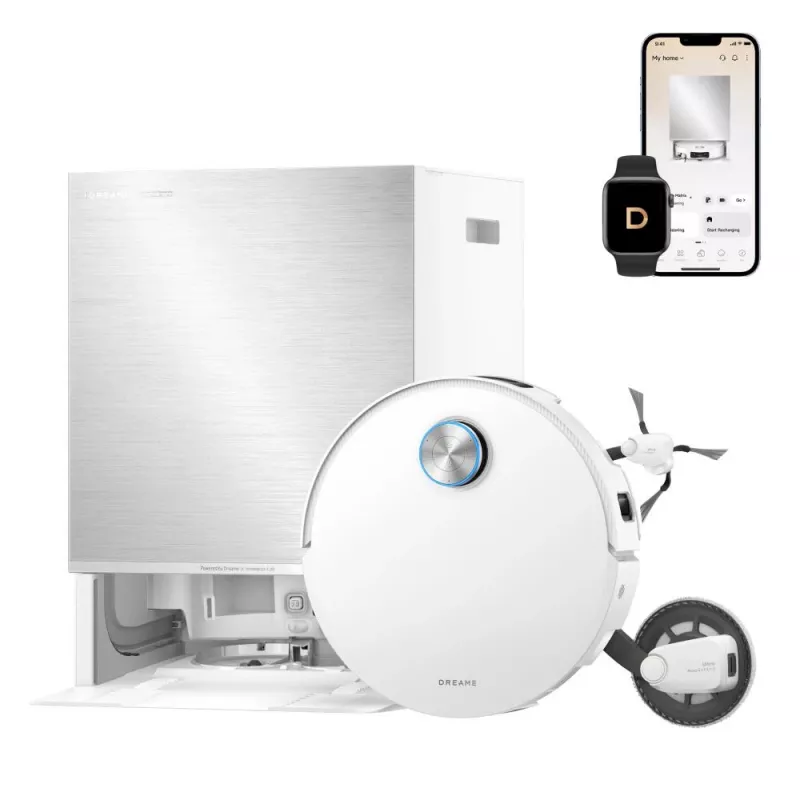 Dreame X60 Pro Ultra Complete White robotas dulkių siurblys su įkrovimo stotele ir priedais