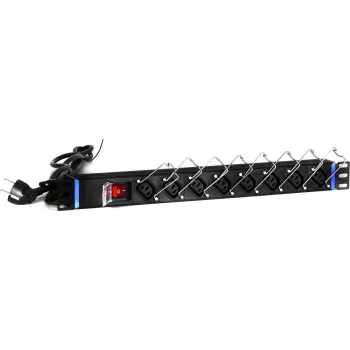 DSIT DS-8PDU-C13 maitinimo skirstytuvas – 1U stelažinis PDU, 8x IEC C13 lizdai, 10A 250V, 2m laidas, juodas