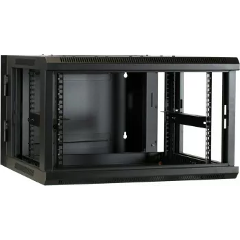 DSIT DS6606-DOUBLE 6U sieninis serverių spintelė su apverčiamomis stiklinėmis durelėmis, 600x600x368 mm, juoda