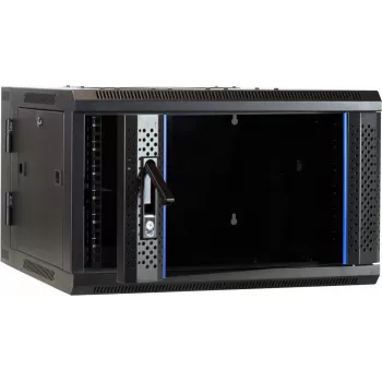 DSIT DS6606-DOUBLE 6U sieninis serverių spintelė su apverčiamomis stiklinėmis durelėmis, 600x600x368 mm, juoda